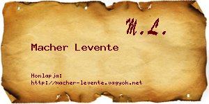 Macher Levente névjegykártya